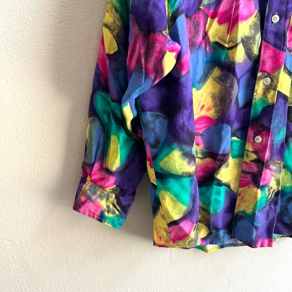 Vintage Guess by Marciano Bright Funky Patterned Button Up Shirt Mens Size M - Picture 7 of 8